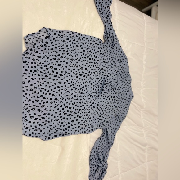 Lush Clothing Lush Blue Animal Print Blouse - Picture 2 of 5